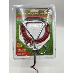 Cable Dog leash up to 80 pounds Exercise leash for pets training Spiral Stake15’
